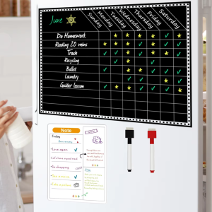 แผ่นวางแผนรายสัปดาห์แบบแม่เหล็กติดตู้เย็น เขียนลบได้ ดีไซน์มินิมอล พื้นที่กว้าง จัดการตารางชีวิตง่ายๆ เหมาะสำหรับครอบครัวและออฟฟิศ