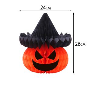 K10SEQ Kiểu treo thả Dây Chuyền Hình Quả Bóng Tổ Ong Halloween Thiết kế tổ ong 3D Vật liệu thủ công bằng giấy Đồ trang trí đèn lồng giấy Lễ hội Mô hình con nhện Đồ trang trí Halloween treo Tiệc Halloween