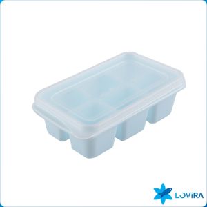 LoviRa 6 square trays with covered ice cubes for whiskey cocktail cold drinks soft and hard bottoms