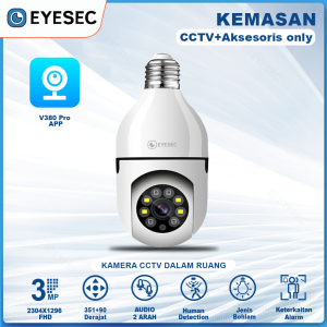 EYESEC CCTV Bohlam 6MP FHD Lampu V380 PRO Jarak Jauh Kamera CCTV WiFi Wireless PTZ Pamorana COD