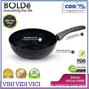 BOLDe Wok Pan Wajan 24 cm Granite Ceramic Anti Lengket  Black NEW