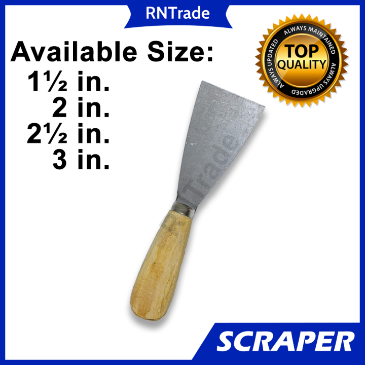 Paint Scraper Putty Knife Spatula with Wooden Handle - 1-1/2", 2", 2-1/