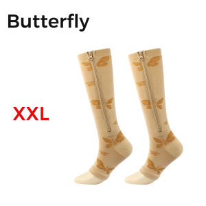 YOUWEMED 1 Pair Zipper Pressure Compression Socks Support Stockings Leg - Open Toe Knee High Varicose Veins Socks