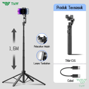 TNW C16 Multi-functional Auto Face Tracking Tripod AI Bluetooth Gimbal Stabilizer 360° Rotation Selfie Stick Tongsis Dengan Lampu