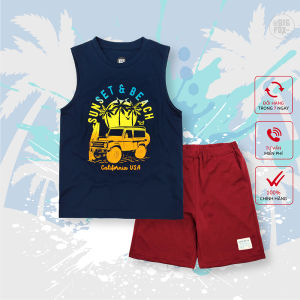 Bộ quần áo ba lỗ bé trai size đại BIGFOX - MISS MEOW chất cotton mềm mịn họa tiết in ô tô sunset size trẻ em 34567891011 tuổi 11-40kg