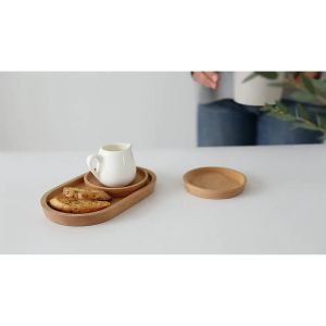 Nordic Wooden Tray Beech Small Wooden Saucer Tray Kitchen Dinner Plate Tea Tray Cup Coaster Pad