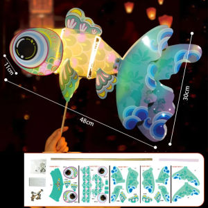 UMBRAULI Kawaii Goldfish Lantern Lamp LED Light Handmade DIY Lantern Materials Chinese Paper Koi Carp Lantern Mid-Autumn Festival