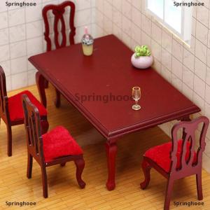 [COD] Springhooe 1 Piece DIY Accessories Miniatures Wooden Retro Simulation Dining Table Chair 1:12 Dollhouse Furniture Toy