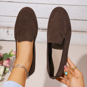 Free Shipping Plus-Size WomenS Spring And Autumn New Collection Suede Flat-Soled Slip-On Loafers Size 43