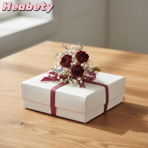 Heabety Handcrafted Mini Natural Dried Flower Bouquet 1Pcs Groomsmen Buttonholes for Wedding Bridesmaid Corsage Rustic Decor