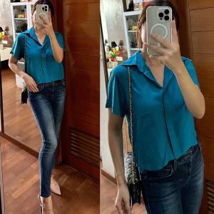 KEMEJA LENGAN PENDEK WANITA RAYON PREMIUM ATASAN BLOUSE KANCING FULL BAJU