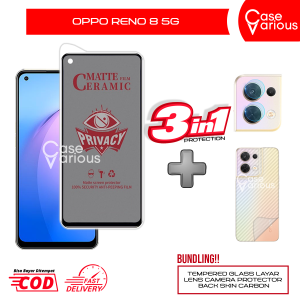 Tempered Glass Oppo Reno 8 5G Anti Gores Spy Matte Privacy Free Camera Lesn dan Skin Carbon