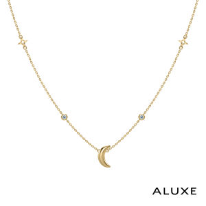 ALUXE 10K Gold Diamond Necklace Golden Stars and Moon Disney Aladdin Series NNDA005