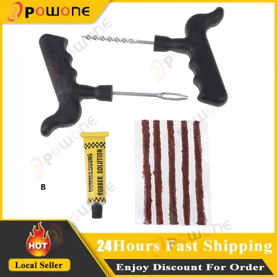 Tubeless Tire Repair Kit for Car Motorcycle and Electric Scooter Tire Patch Exterior Puncture Tool with rubber solution glue