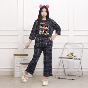 Setelan Anak Perempuan Motif Karakter Usia 4-12 Tahun Bahan Vista Terry