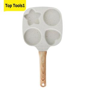 4-Cup Medical Stone Frying Pan Non-Slip Fried Egg Pan Wear Resist Thickened Breakfast Skillet for Gas Stove and Induction Cooker
