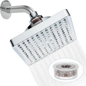 CUNXIN 6-Inch Design High-Pressure Shower Head Square Design Portable Rainfall Shower Head Detachable Head Anti-Clogging Waterfall Shower Head For Bathroom