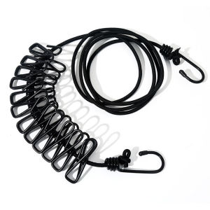 YESPERY Portable Clothesline with 12 Metal Clothespins Travel Elastic Clothesline Laundry Clothe Drying Line Outdoor