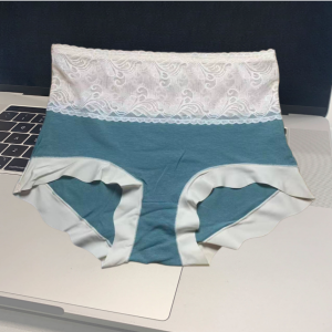 Lace-Patch High Waist Cotton Panty Breathable Soft Hip Lift Underwear Daily Panties 1pcs