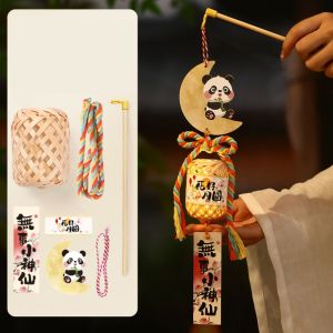 LUNARA Ancient Style Mid-Autumn Festival Lantern Handmade Luminous Flower Lanterns Cute Cartoon Rabbit Handheld Lantern Kid Gift