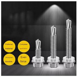 100Pcs 410 Stainless Steel Self-Drilling TEK Screws #12 Hex Head Self-Drilling Screws for Metal