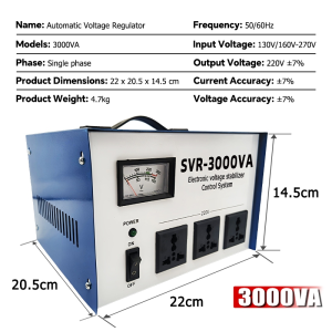 5000WATTS Automatic Voltage Regulator AVR Power Supply Surge Protection SVR-5000VA/3000VA/2500VA/2000VA/1500VA/1000VA Servo Type AVR Time Delay High Quality AVR Power Supply Unit for Computer TV Home Theater Telephone Fax Gaming