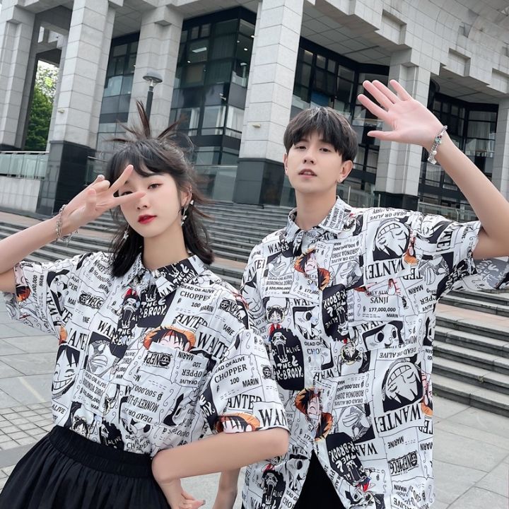 ⊙♚☍ Anime One Piece Polo Shirt Unisex Shirt Couple's Summer