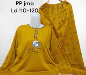 Baju Tidur Wanita Bahan Kaos Lengan Panjang Jumbo Big Size Babydoll PP 3XL LD 110-120cm