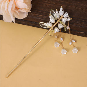 Amefurashi Hairpin Maroon Peacock Tusuk Konde Merak Merah Wedding Hair Piece