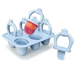 VMCTRD DIY Baby Teething Ice Cream Stick Mold 6 Cavity BPA-Free Ice Cream Mold Perfect Easy Clean Baby Food Storage Container Summer Kitchen