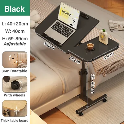Elevatable Table Movable Meja Belajar Portable Foldable Bedside Computer Desk Meja Komputer Sofa Side Table With Wheels Meja Belajar 床边桌