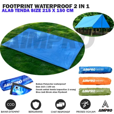 Footprint / Alas Tenda Aimpro Size 215 x 150 cm dan 215 x 215 cm Waterproof Jahitan Bartex - fotprint - vestibul - flysheet - penutup tenda - Bivak - Alas Tenda Kapasitas 2 orang