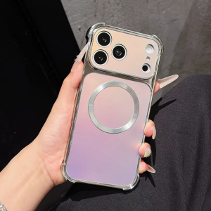 Laser Gradient Luxury Electroplated Magnetic Case For iPhone 17 16 15 14 13 12 11 Pro Max For Magsafe Anti-fall Protection Cover