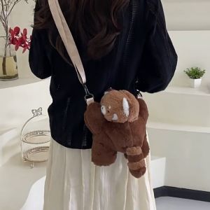 CuddleCove Raccoon Plush Backpack Soft Cute Kawaii Animal Bag Crossbody Bag Shoulder Bag for Women Girls Gift