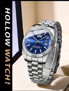 Mens Mechanical Watch Classic Business Series Dual Calendar Waterproof Steel Band 男士经典双日历防水钢带腕表