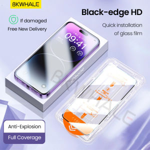 BKWHALE Easy Install Tempered Glass Full Screen Protector For iPhone 17 Pro Max 17Air 15 Pro Max 14 13 12 11 16 Pro Max 16 Plus 16e X Xs Max XR Privacy / PurpleRay / HD Protective Film