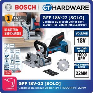 Bosch GFF 18V-22 SOLO Cordless BL Biscuit Joiner 18V | 11000RPM | 22MM | 06017762B0 [ GFF18V22SOLO ]