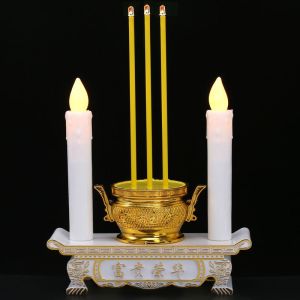 ธูปเทียนใส่ถ่าน ธูปเทียนไหว้พระ ไหว้เจ้าled สีขาว พร้อมถ่าน AAA