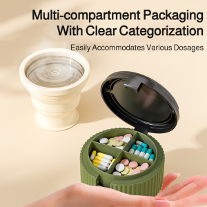 Portable 2in1 Mug Pill Box Sealed Moistureproof Carryon Medicine Portable Folding Mugs