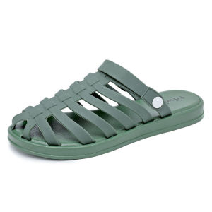 [Free Shipping] Jelly Closed-Toe Slippers For Female Students Summer Roman Sandals Soft-Soled Outdoor Beach Slippers Clogs Dual-Use Half-Slippers