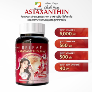 Viên uống chống oxy hoá và trẻ hoá da Beleaf Astaxanthin 8mg chiết xuất tảo đỏ