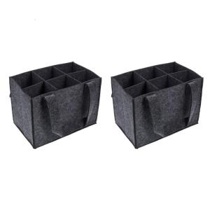 2 miếng cảm thấy đèn hình bình rượu người vận chuyển 6 ngăn với tay cầm thiết kế chống sốc và có thể tái sử dụng để vận chuyển