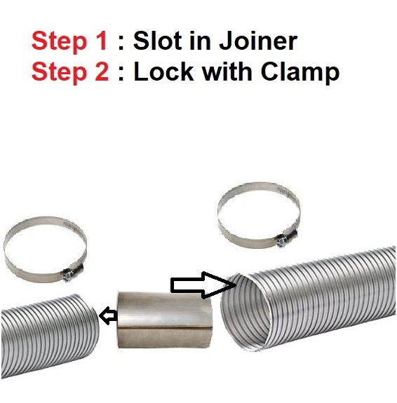 Stainless Steel CONNECTOR JOINER and CLAMP 4" 5" 6" 7"Inch For Flexible