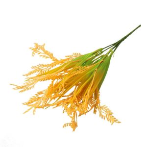 FOUNDTWO 7 Forks Artificial Wheat Ears Rice Plant Bouquet Yellow Flower Plastic Wheat Ears Rice Plant Branch Photography Props Non Water Needed Fake Plants Home Garden Decor