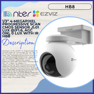 Ezviz 4MP 4 Megapixel Wi-Fi Wifi Wireless IP65 PT Network CCTV Battery Camera Night Vision Motion 2 Way Talk Memory HB8