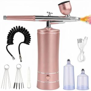 COOLSOOL 2 bánh răng Bộ dụng cụ phun sơn kèm máy nén khí Có thể sạc lại Đa chức năng Thiết bị làm đẹp Thiết bị cầm tay Máy phun sơn không dây trang trí móng tay Dùng cho dưỡng ẩm/Trang trí móng tay/Vẽ tranh v.v.