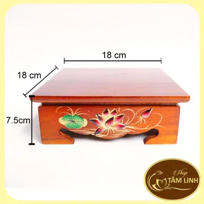Đôn Gỗ Vuông Hoa Sen Đặt Tượng Thờ _ Nhiều Cỡ
