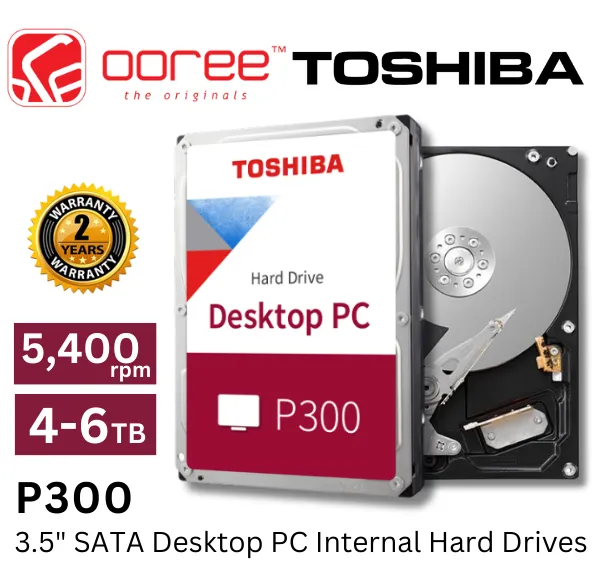 TOSHIBA INT HDD P300 3.5" SATA INTERNAL DESKTOP PC HARD DRIVE HARD DISK WITH 5,400 RPM / 7,200 RPM ROTATIONAL SPEED HARDDISK