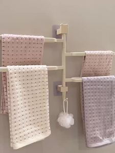 SXH No-drill towel rack rotatable multi-bar towel rack bathroom towel hanger bathroom storage rack bathroom towel rack