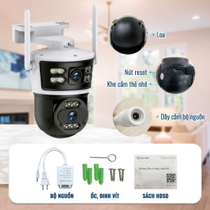Camera giám sát ngoài trời chống nước 4K hai màn hình.Hỗ trợ xoay kép phát hiện chuyển động đàm thoại 2 chiều